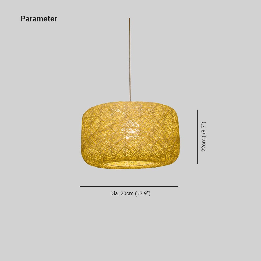 Natural Cylindrical Lantern Rattan Pendant Light, Hallway - Lumpaz
