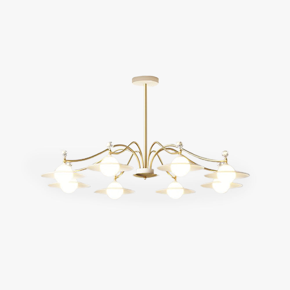 Carins Blown Gold Chandelier, 6/8 Heads, 37.4"/47.2" - Lumpaz