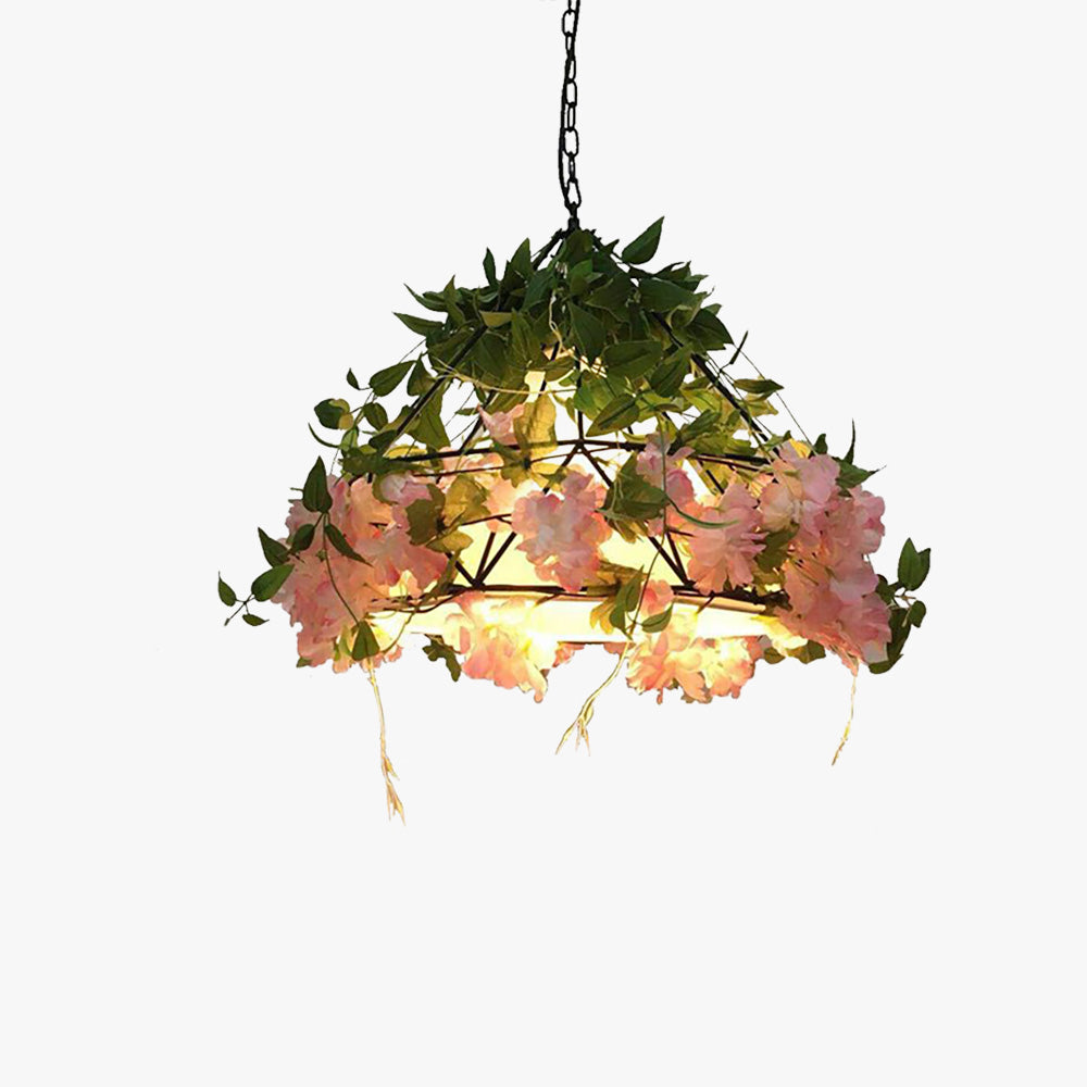 Nest Natural Decorative Flower Metal Pendant Light, Pink - Lumpaz