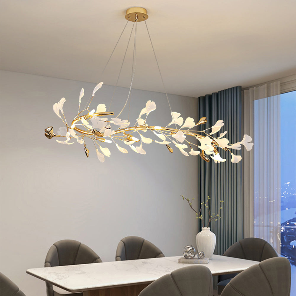 Olivia CeraAut Modern Art Deco Metal & Ceramic Chandelier, Gold - Lumpaz