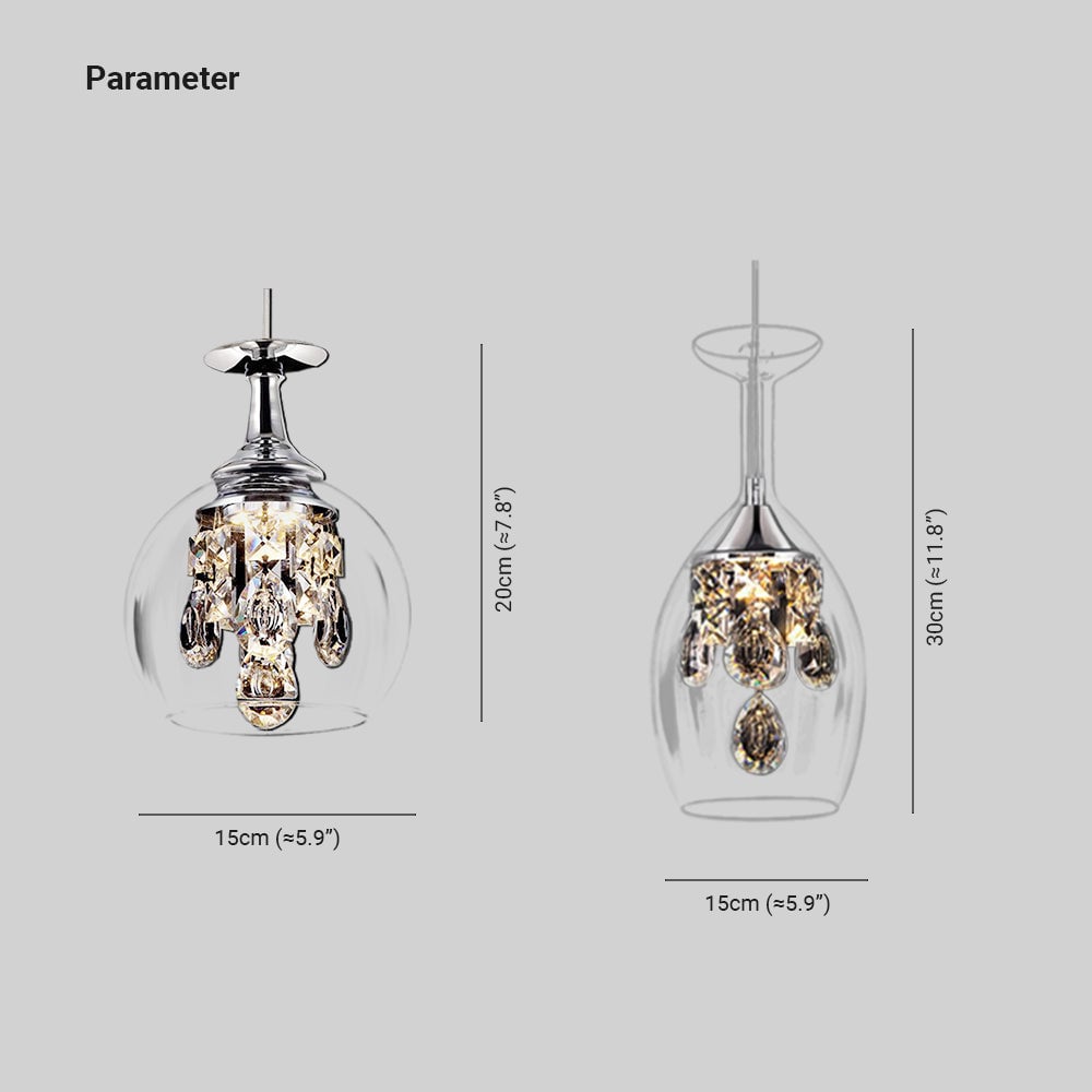 Kristy Modern Wine Glass/Crystal Pendant Light, Clear - Lumpaz