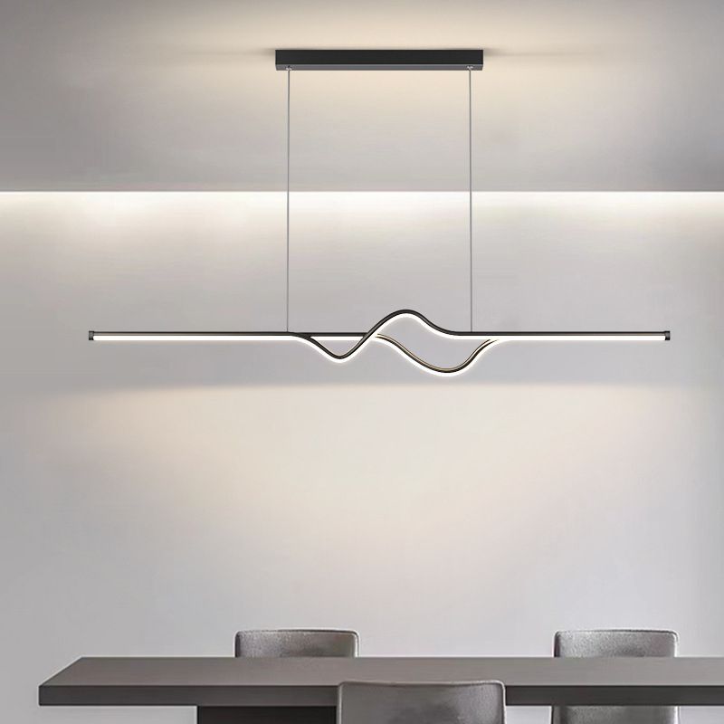 Modern Linear Metal Pendant Light, Black/White/Gray - Lumpaz