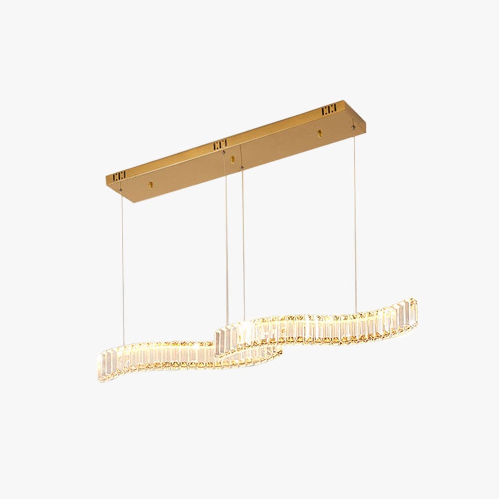 Kristy Luxury Wave Crystal/Metal Pendant Light, Silver/Gold - Lumpaz