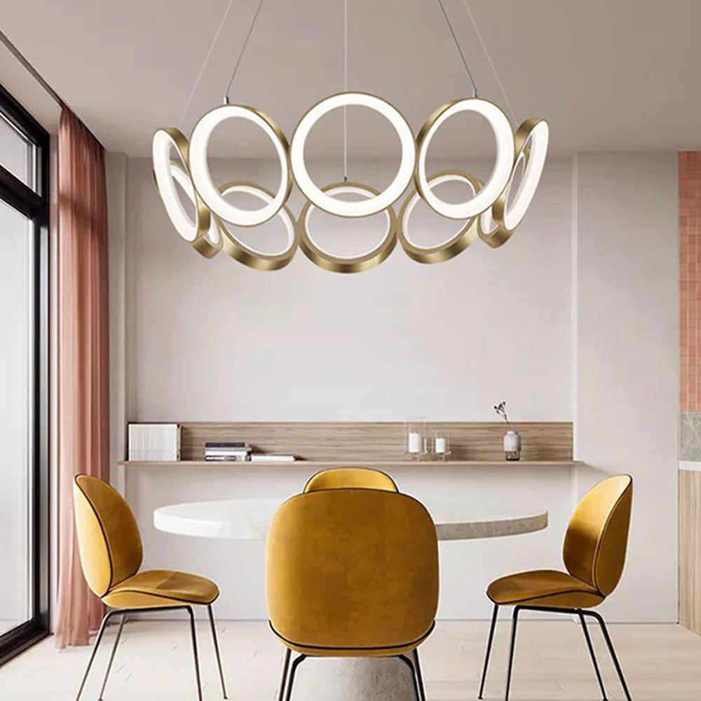 Arisha Luxury Ring Metal Pendant Light, Gold - Lumpaz