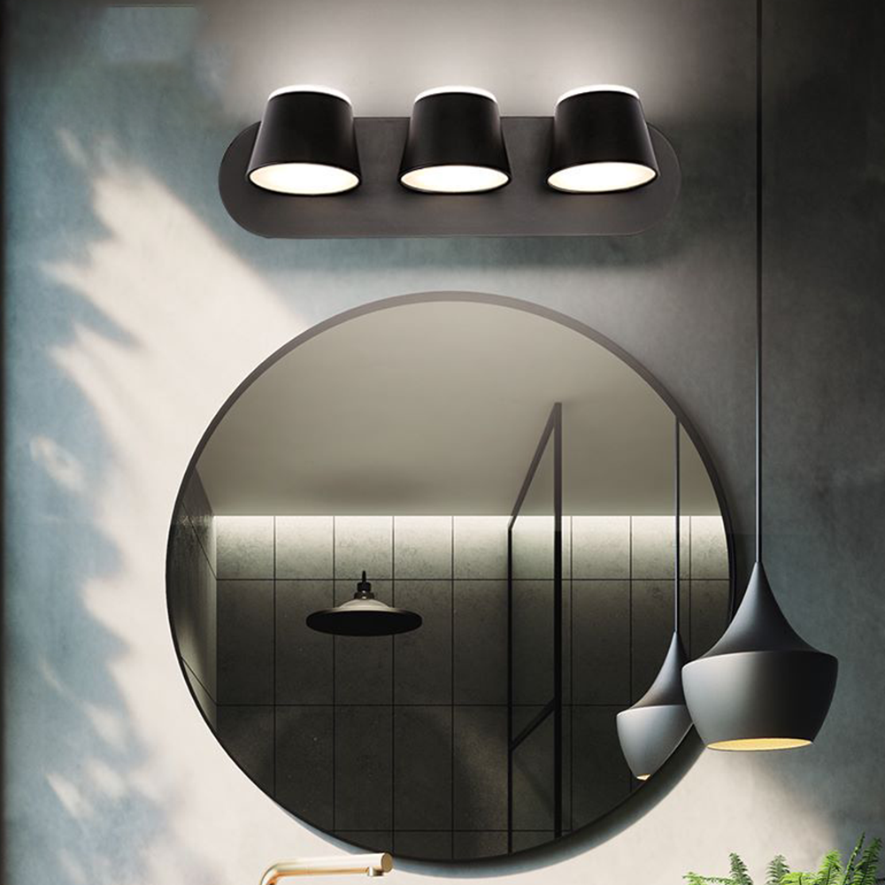 Cooley Modern Cylindrical Metal Mirror Front Wall Lamp, Black - Lumpaz