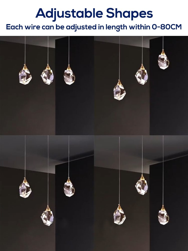 Kristy Moonshadow Crystal Pendant Light, Gold, Bedroom/Dining Room - Lumpaz
