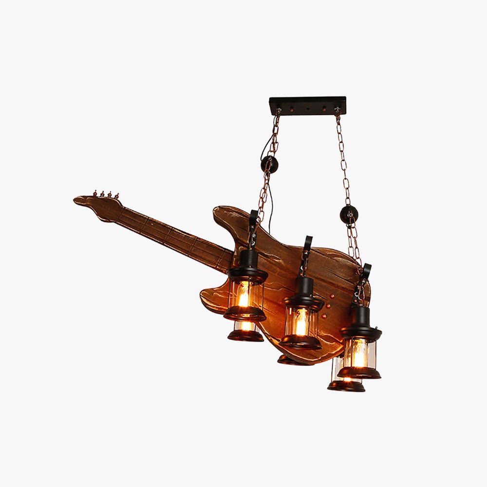 Austin Farmhouse Guitar Pendant Light, Metal/Wood, Walnut - Lumpaz