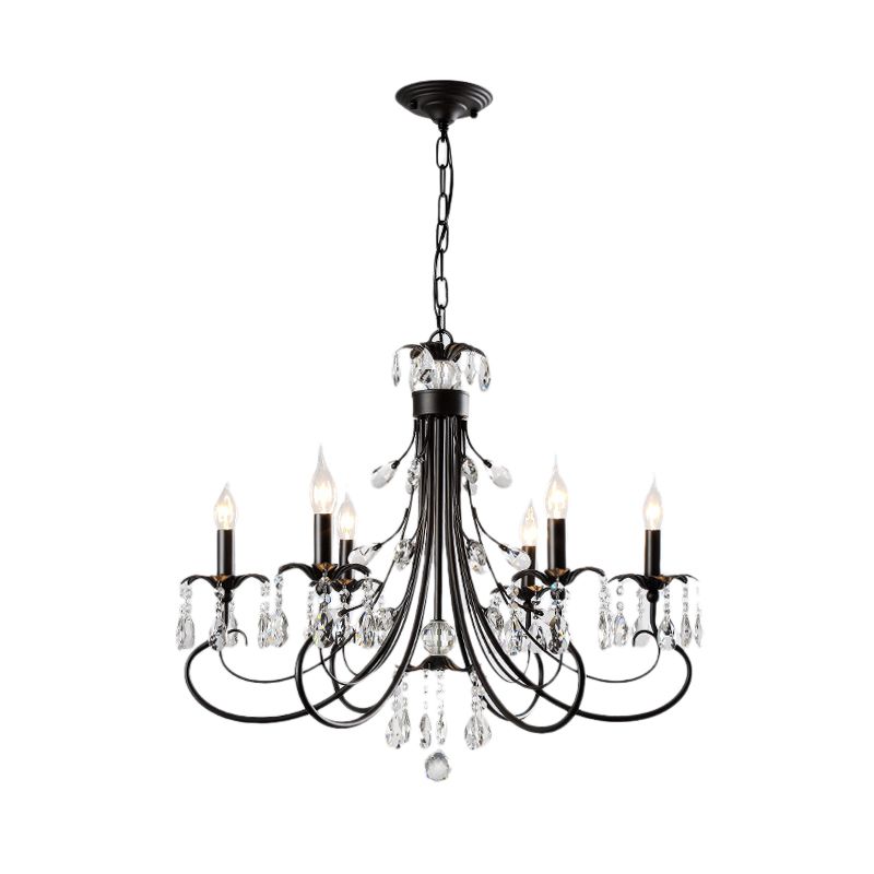 Silva Luxury Tiered Candle Metal/Crystal Chandelier, Black - Lumpaz