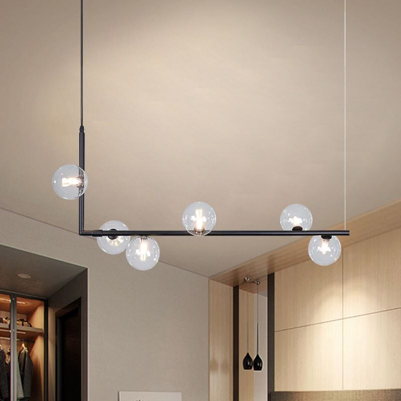 Valentina Minimalist Linear Pendant Light, Black & Gold, 6/8 Heads - Lumpaz