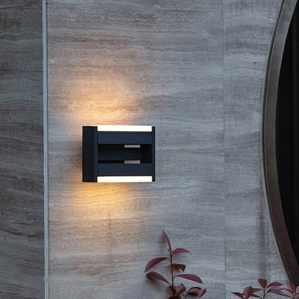 Orr Mondern Rectangular Rotatable Metal Outdoor Wall Lamp, Black - Lumpaz