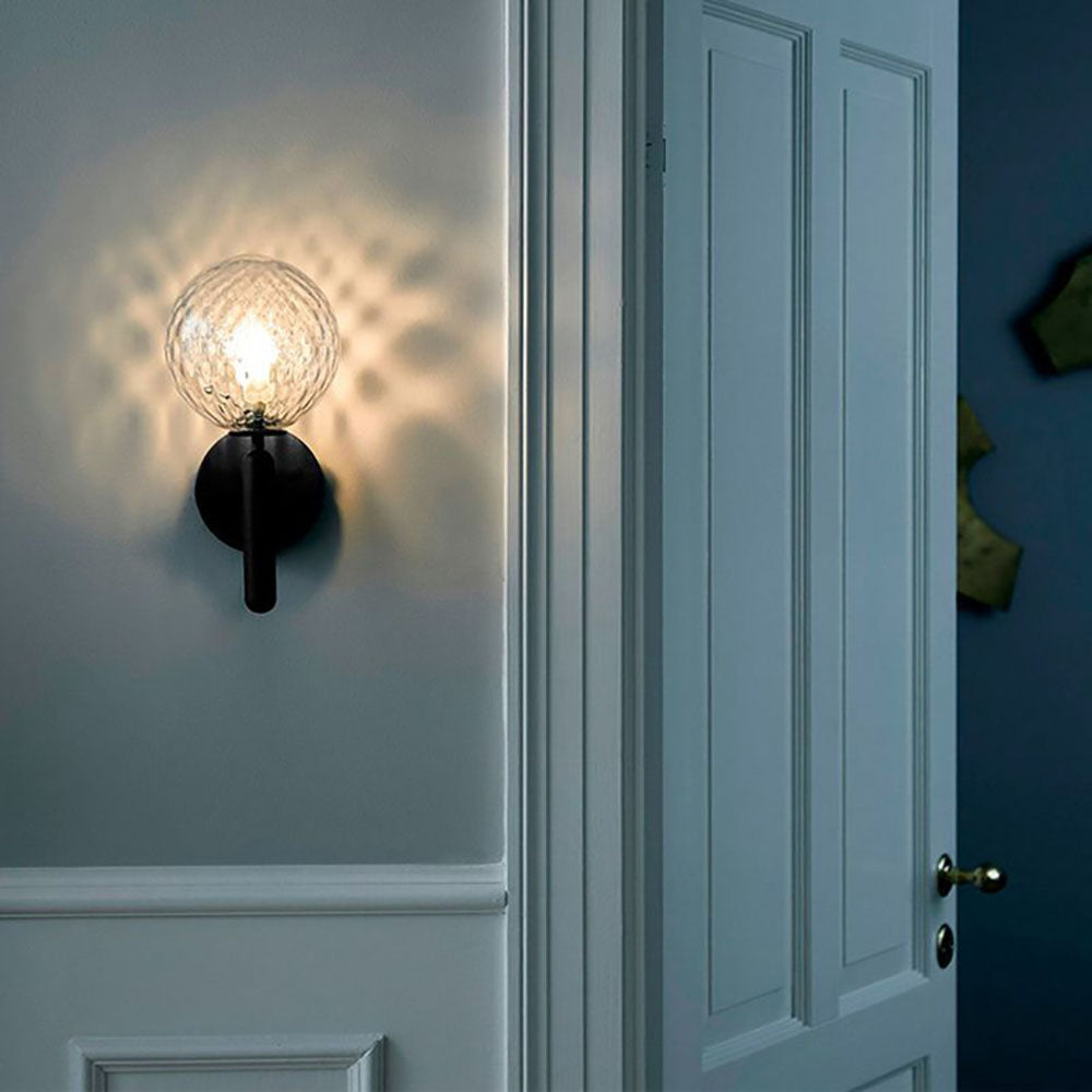 Valentina Wall Lamp Modern Globe, Metal/Glass, Black/Gold, Hallway - Lumpaz