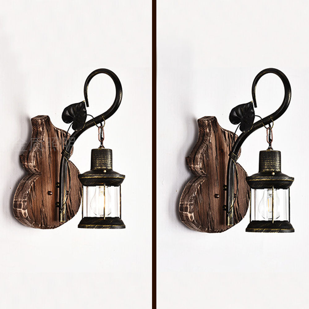 Austin Wall Lamp Cucurbits/Candle Vintage, Wood/Metal, Bedroom - Lumpaz