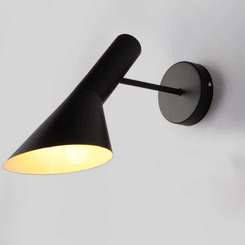 Brady Modern Cone Metal Wall Lamp, Black/White - Lumpaz