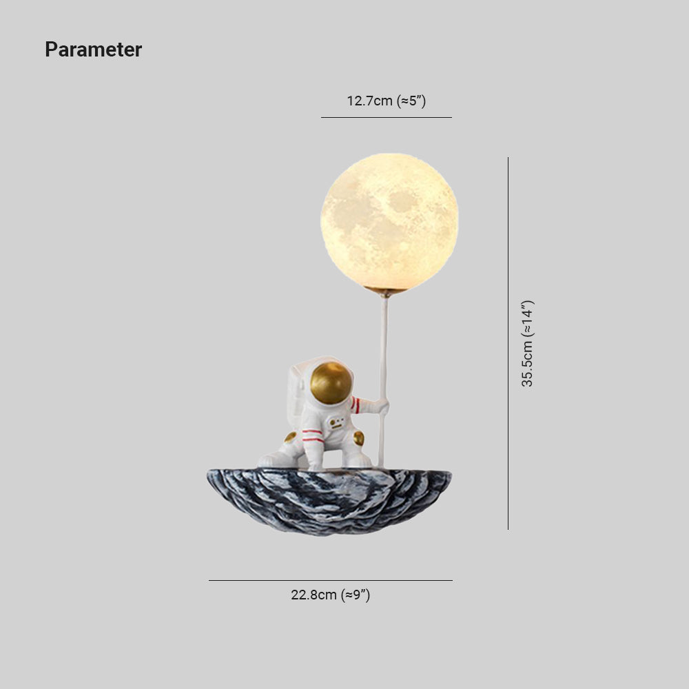 Fateh Decorative Astronaut Glass/Acrylic Wall Lamp, White/Blue-White - Lumpaz