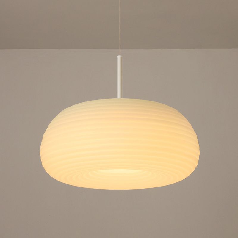 Renée Drum Shape White Pendant Light, Metal & Acrylic - Lumpaz
