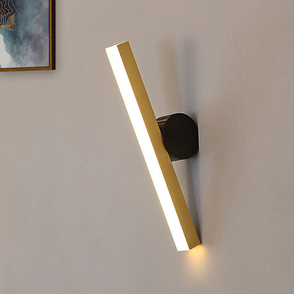 Edge Modern Geometric Metal Wall Lamp, Black & Gold, Bedroom - Lumpaz