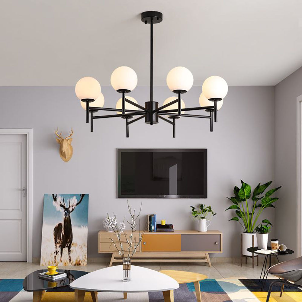 Alessio Modern Globe Bubble Metal/Glass Pendant Light, Gold/Black - Lumpaz