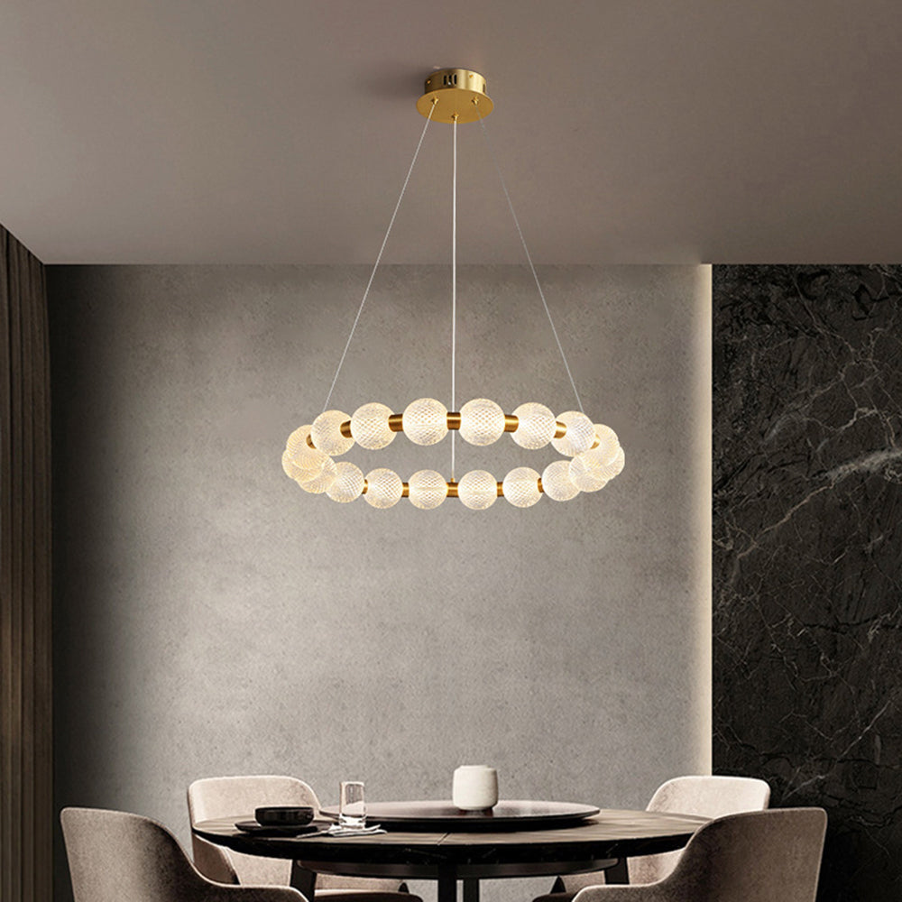 Marilyn Design Ring Metal Pendant Light, Gold, Aluminium/Acrylic - Lumpaz