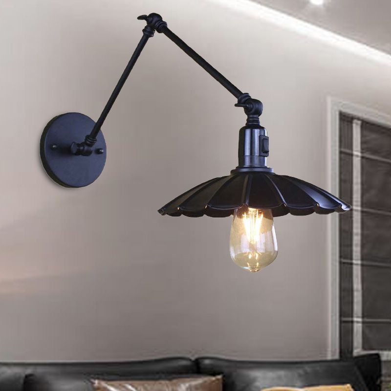 Brady Wall Lamp Creative Pleated Adjustable Metal, Black, Bedroom - Lumpaz