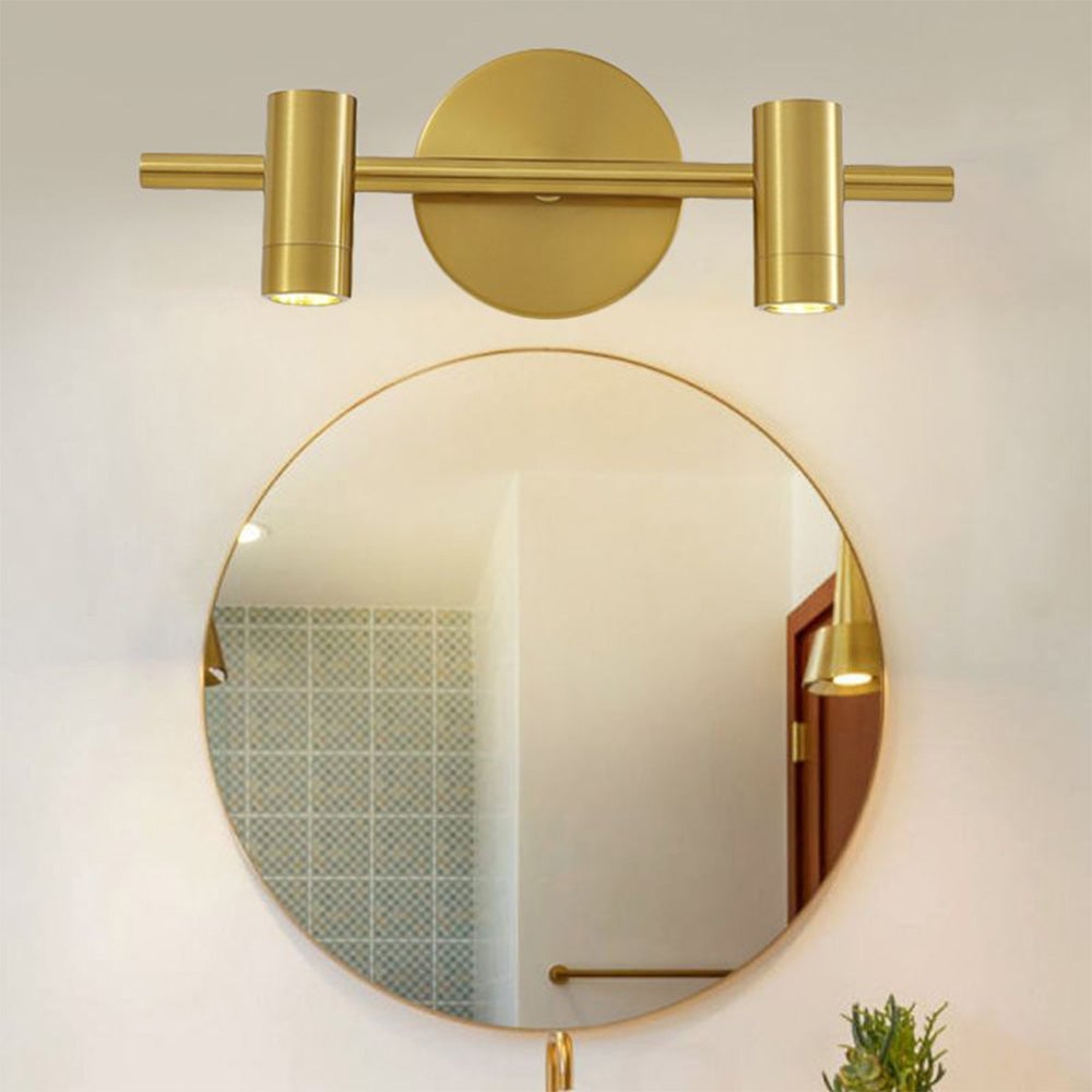 Freja Modern Geometric Metal Mirror Front Wall Lamp, Brass - Lumpaz