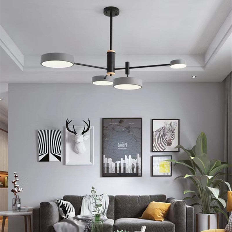 Sienna Pendant Light LED, Metal & Wood, Gray/White/Gold - Lumpaz