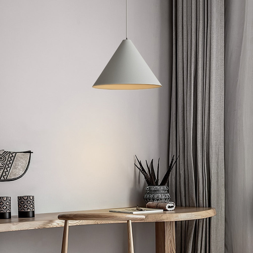 Carins Minimalist Cone Metal Pendant Light, Gray - Lumpaz