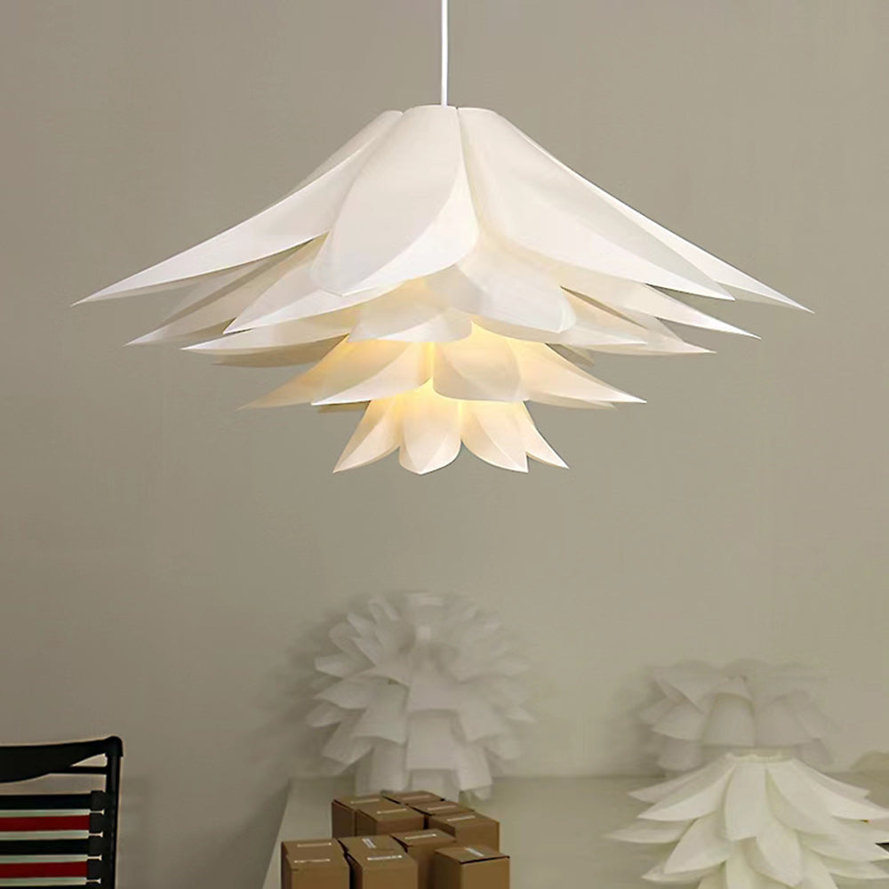 Bella Nordic Minimalist Lotus Pendant Light, Metal/PVC, White - Lumpaz