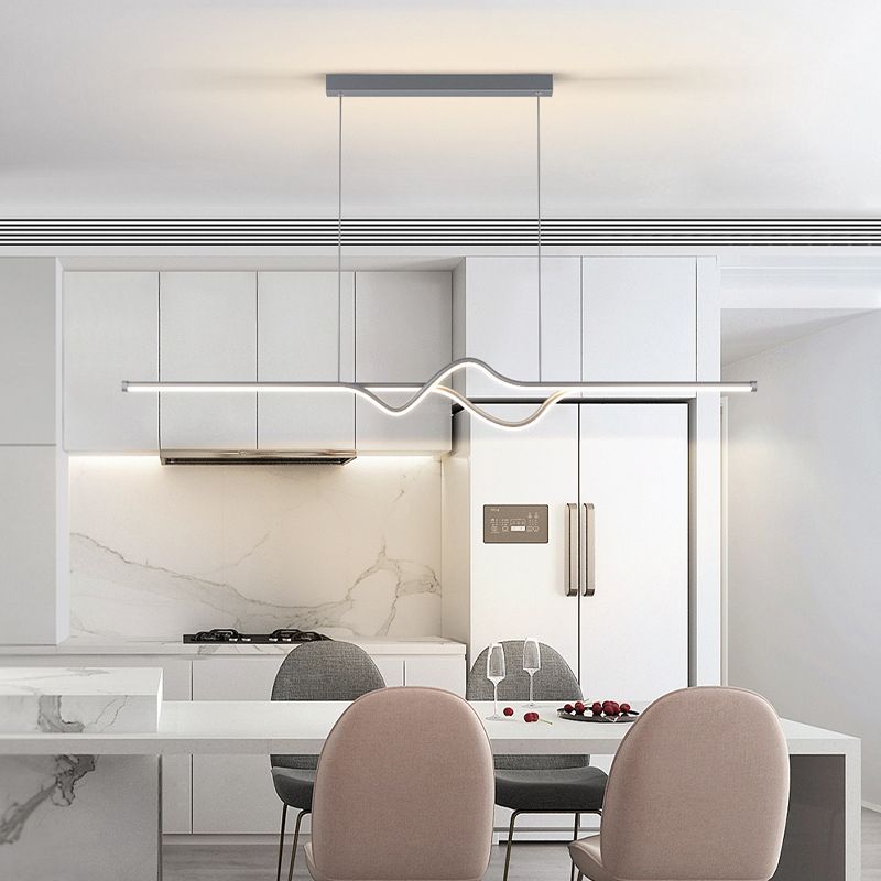 Modern Linear Metal Pendant Light, Black/White/Gray - Lumpaz