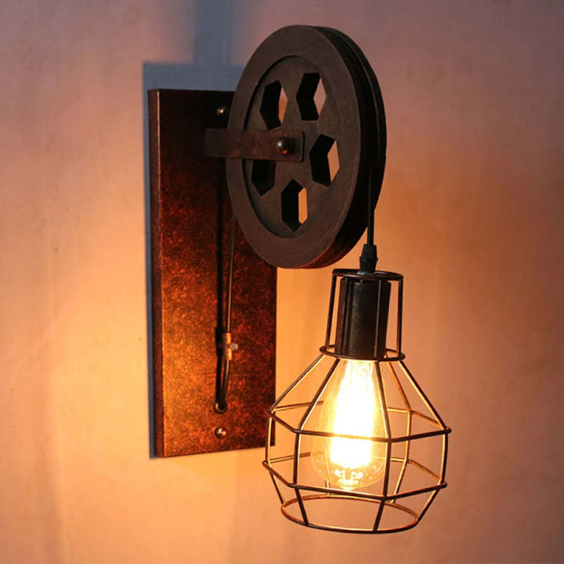 Alessio Wall Lamp Retro, Metal, Rust/Bronze/Black, Bedroom - Lumpaz