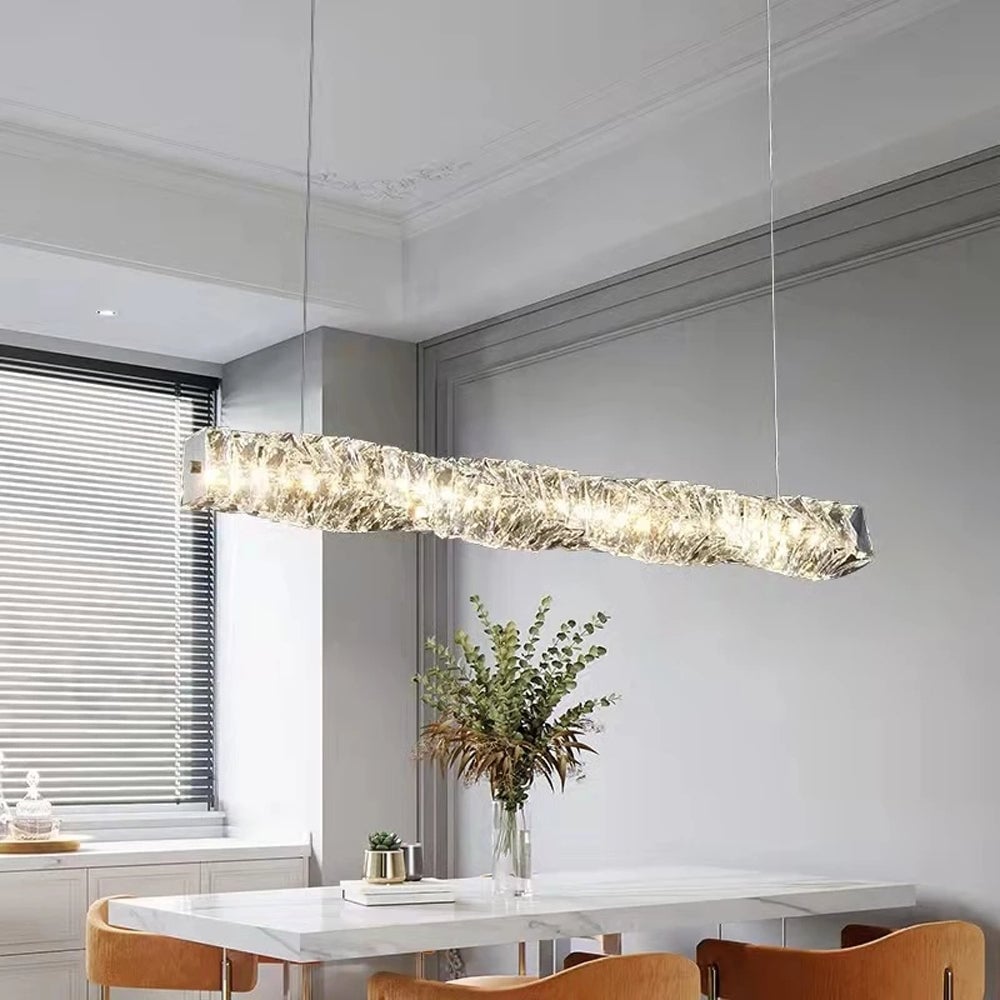 Kristy Crystal Sliver and Gold Pendant Light, Stainless Steel - Lumpaz