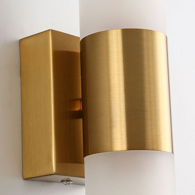 Leigh Modern Double Headed Metal Glass Vanity Wall Lamp,  Black/Gold - Lumpaz