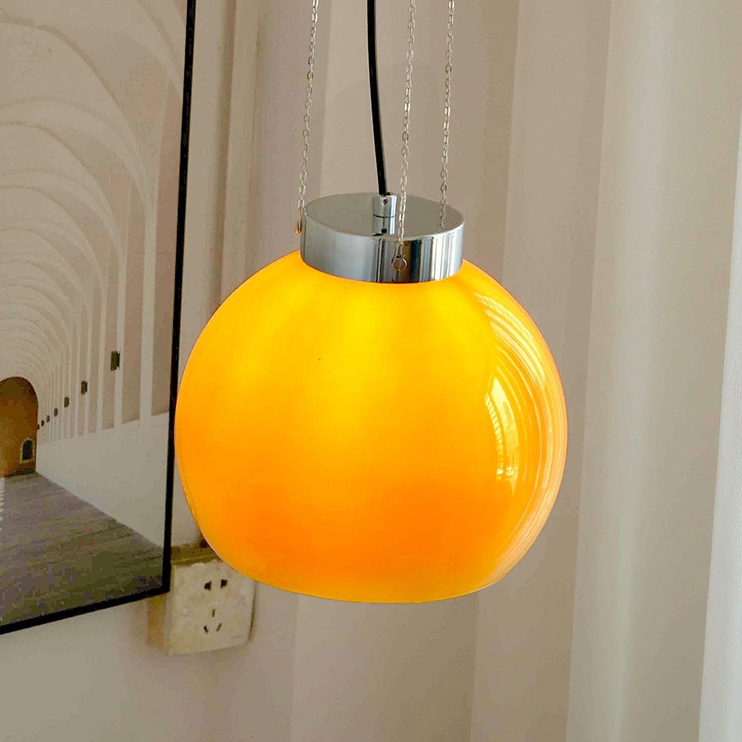 Hailie Yellow Ball Pendant Light, Metal & Glass, 9.8" - Lumpaz