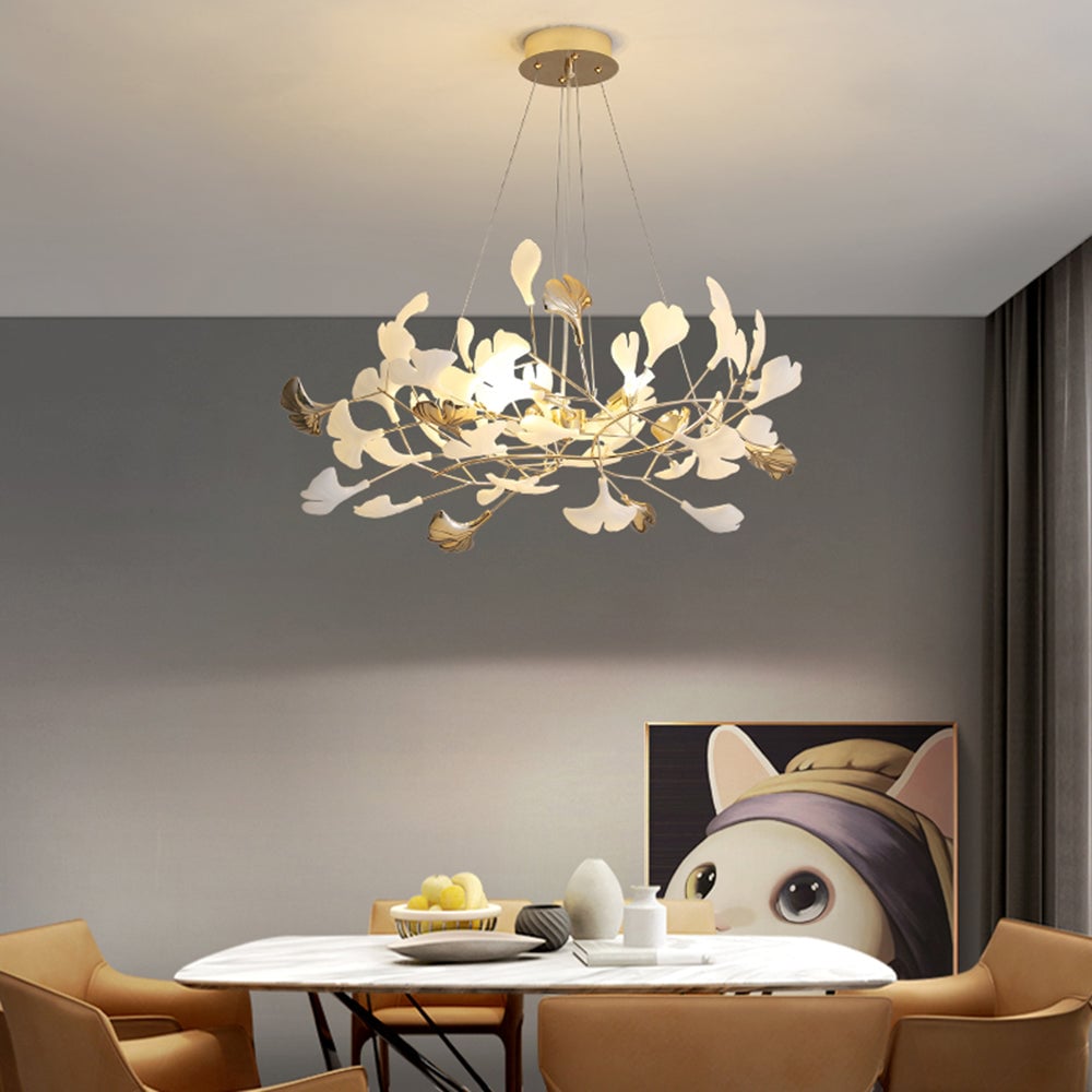 Olivia Modern Petal Shaped Metal Ceramic Chandelier Dining Room - Lumpaz