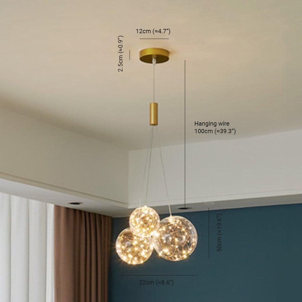 Valentina Glass Globe Bubble Pendant Light LED, 3/5/9/15 Heads - Lumpaz