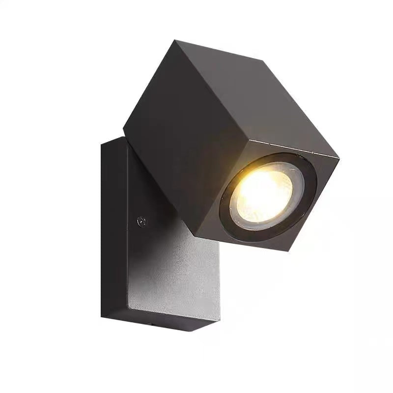 Orr Modern Outdoor Rotatable Metal Spotlight Wall Lamp, Black - Lumpaz