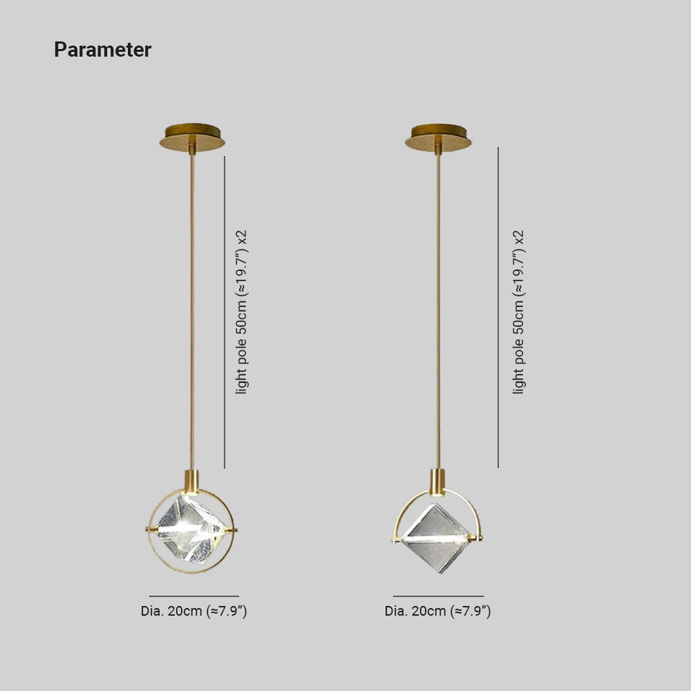 Kristy Modern Luxury Geometry Metal/Crystal Pendant Light, Gold - Lumpaz