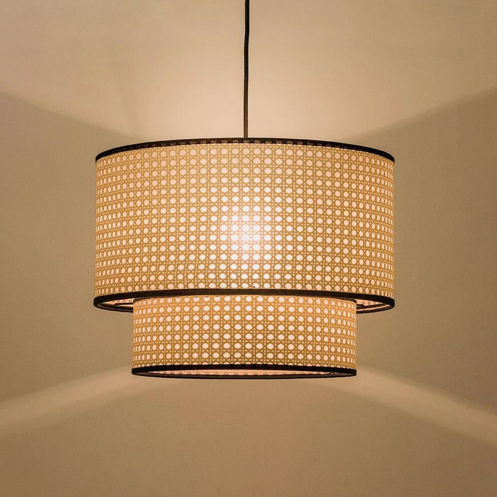 Ritta Japanese Rattan Pendant Light, Double-Layer - Lumpaz