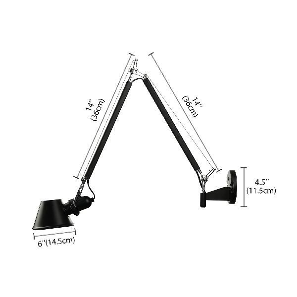 Brady Modern Simple Adjustable Wall Lamp, Black/Chrome, Bedroom - Lumpaz