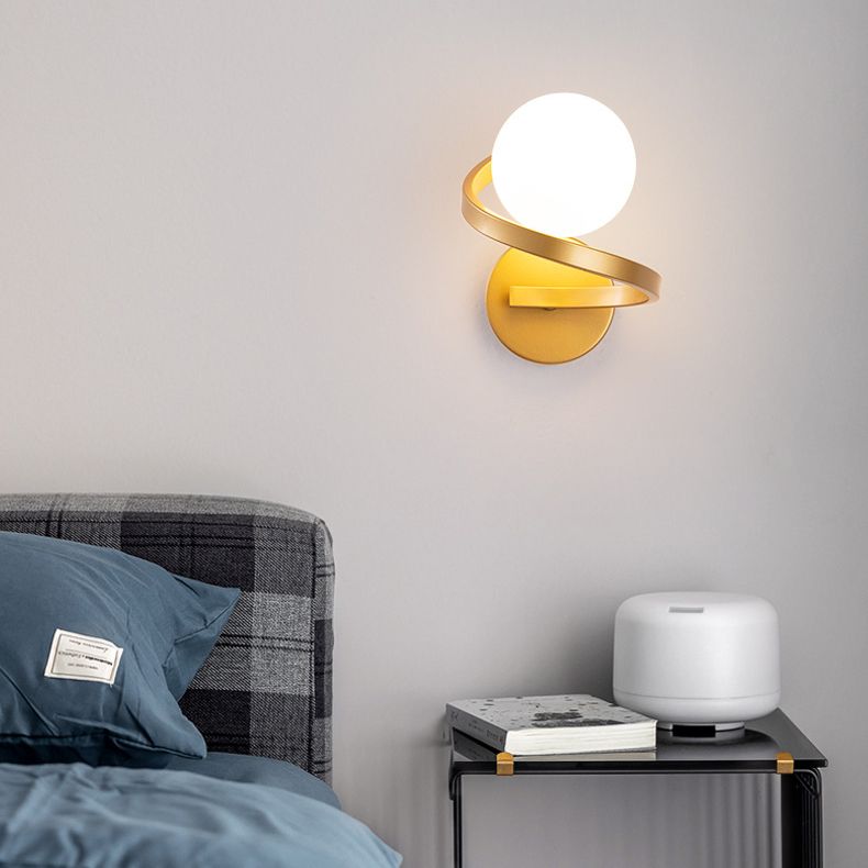 Nordic Globe Glass Vanity Wall Lamp, Gold/Black, Bedroom - Lumpaz
