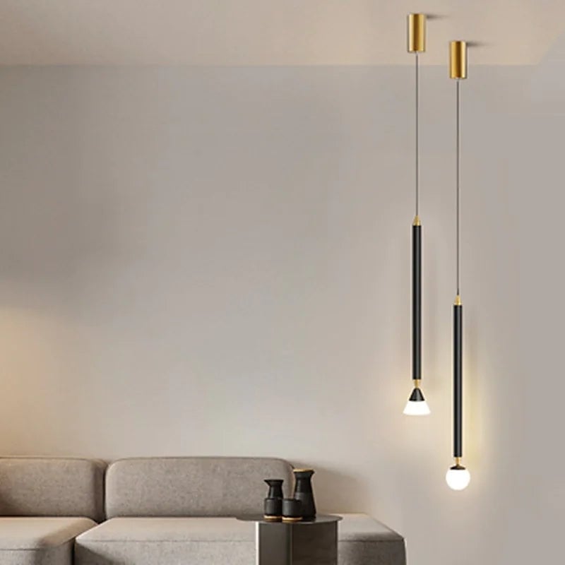 Carr Linear Metal Pendant Light, Black & Gold - Lumpaz