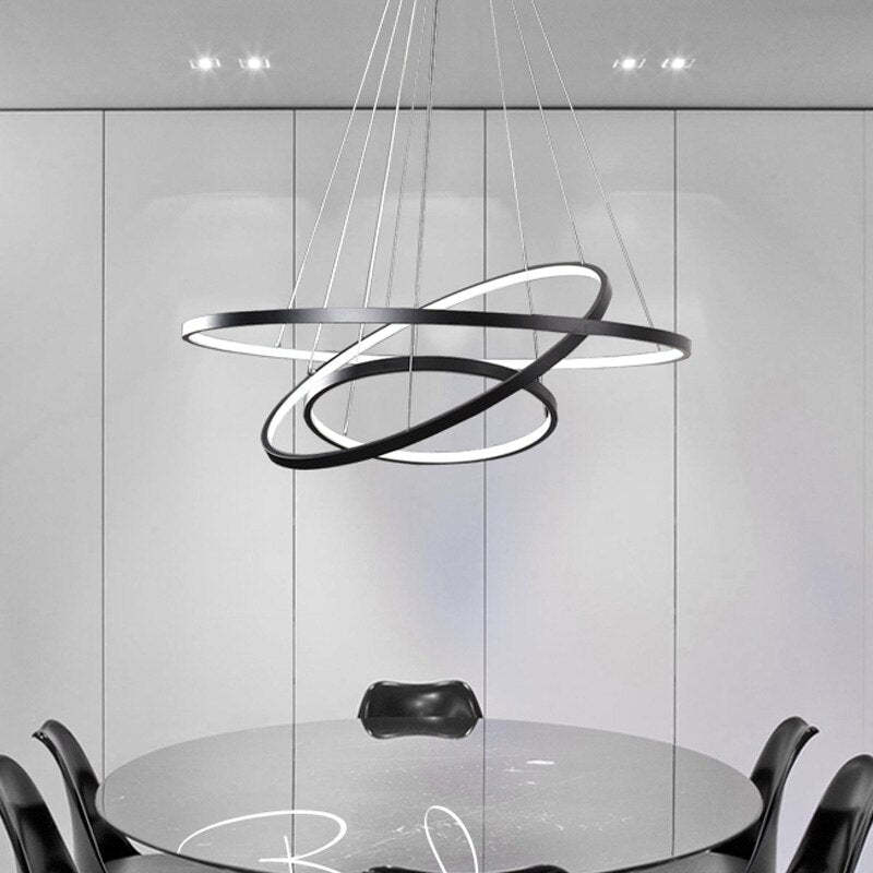 Arisha Pendant Light, Inner Ring Illuminated,  White/Black/Gold - Lumpaz