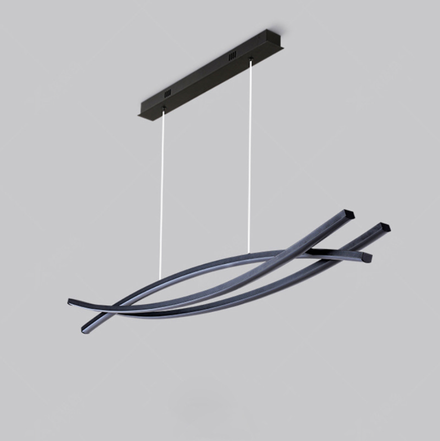 Modern Linear Metal Pendant Light, Black - Lumpaz