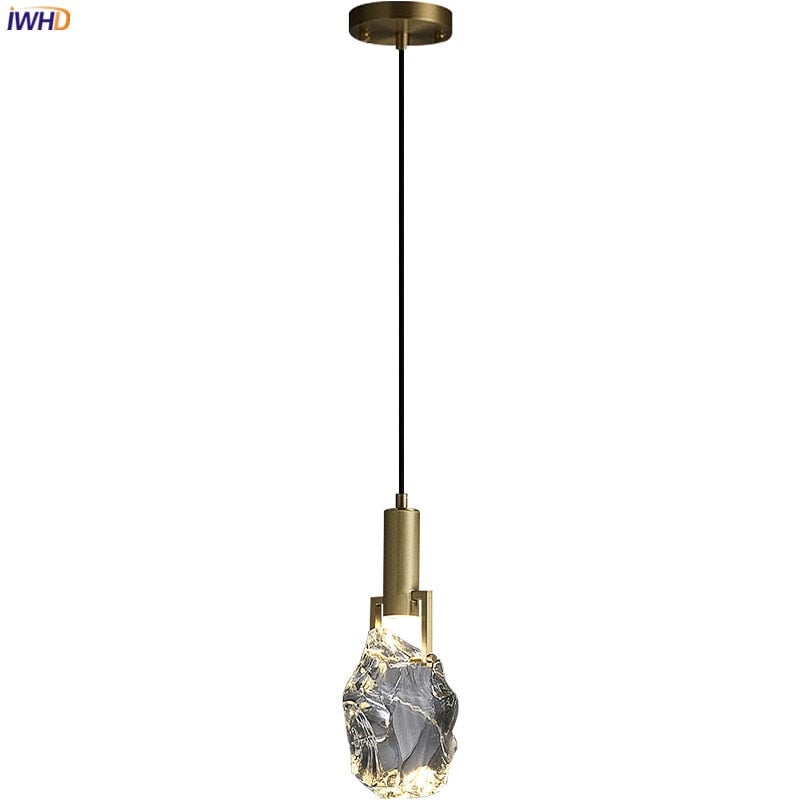 Kristy Modern Drop Crystal Pendant Light, Brass - Lumpaz