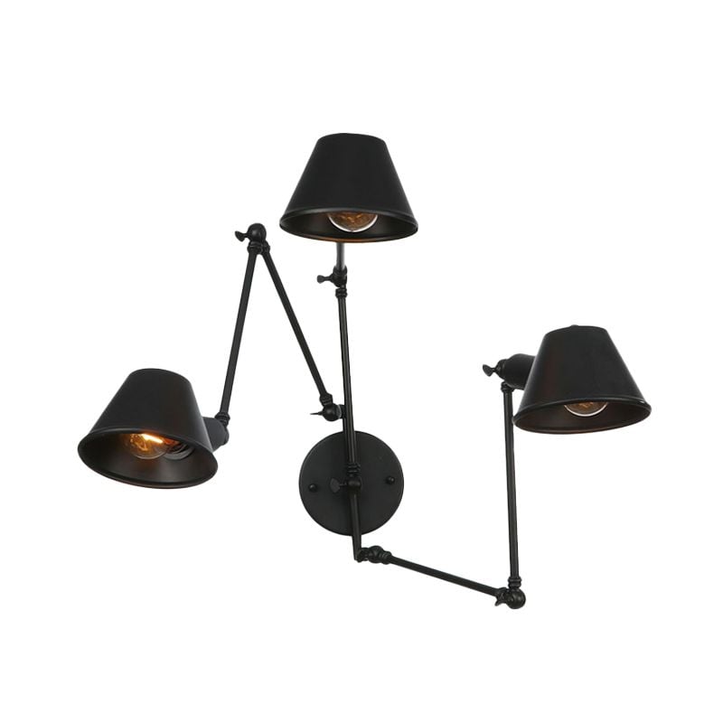 Brady Vintage Adjustable Metal Wall Lamp, Black/Rust, Bedroom - Lumpaz