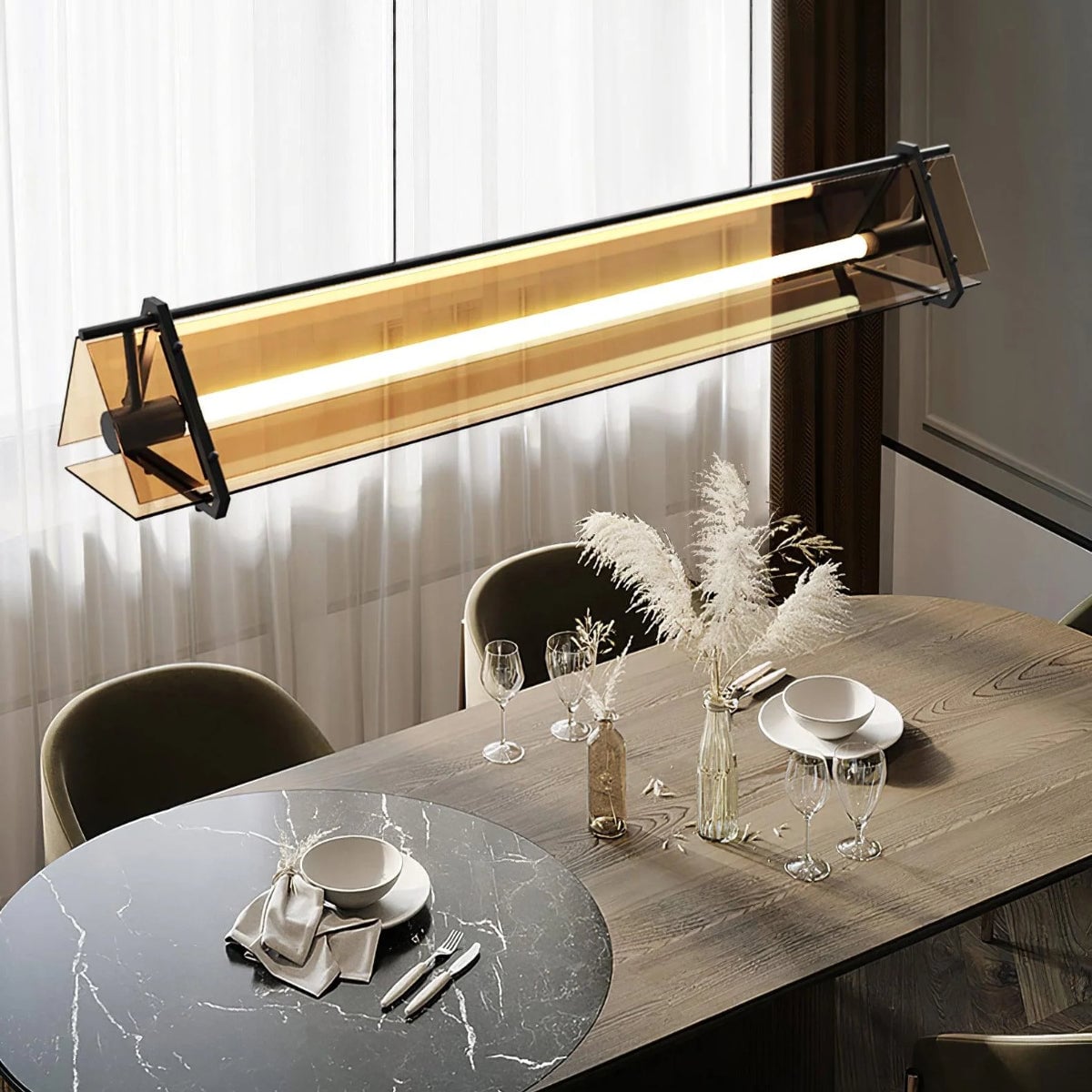 Edge Industrial Triangle Metal/Glass Pendant Light, Gold - Lumpaz