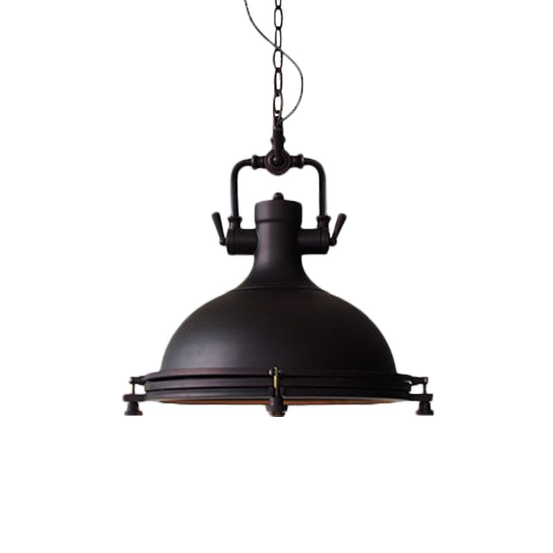 Alessio Rustic Retro Pot Black Metal Pendant Light, 2 Style - Lumpaz
