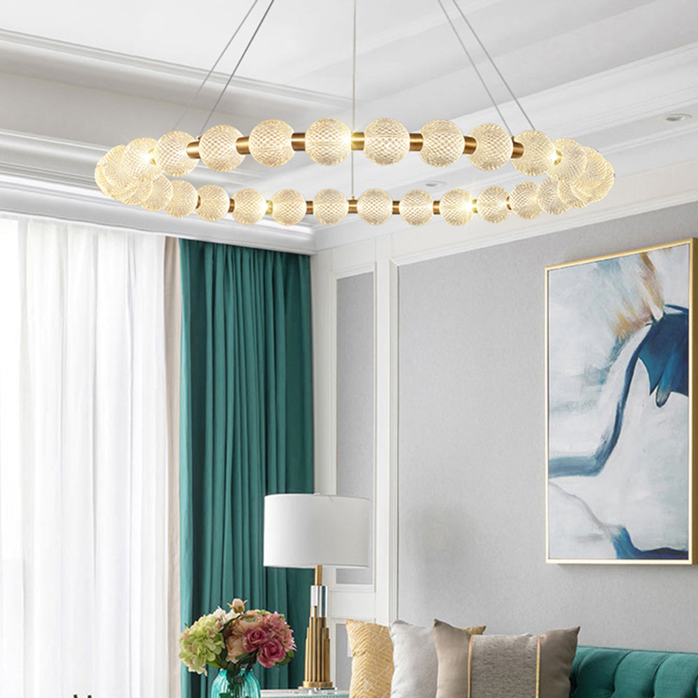 Marilyn Design Ring Metal Pendant Light, Gold, Aluminium/Acrylic - Lumpaz