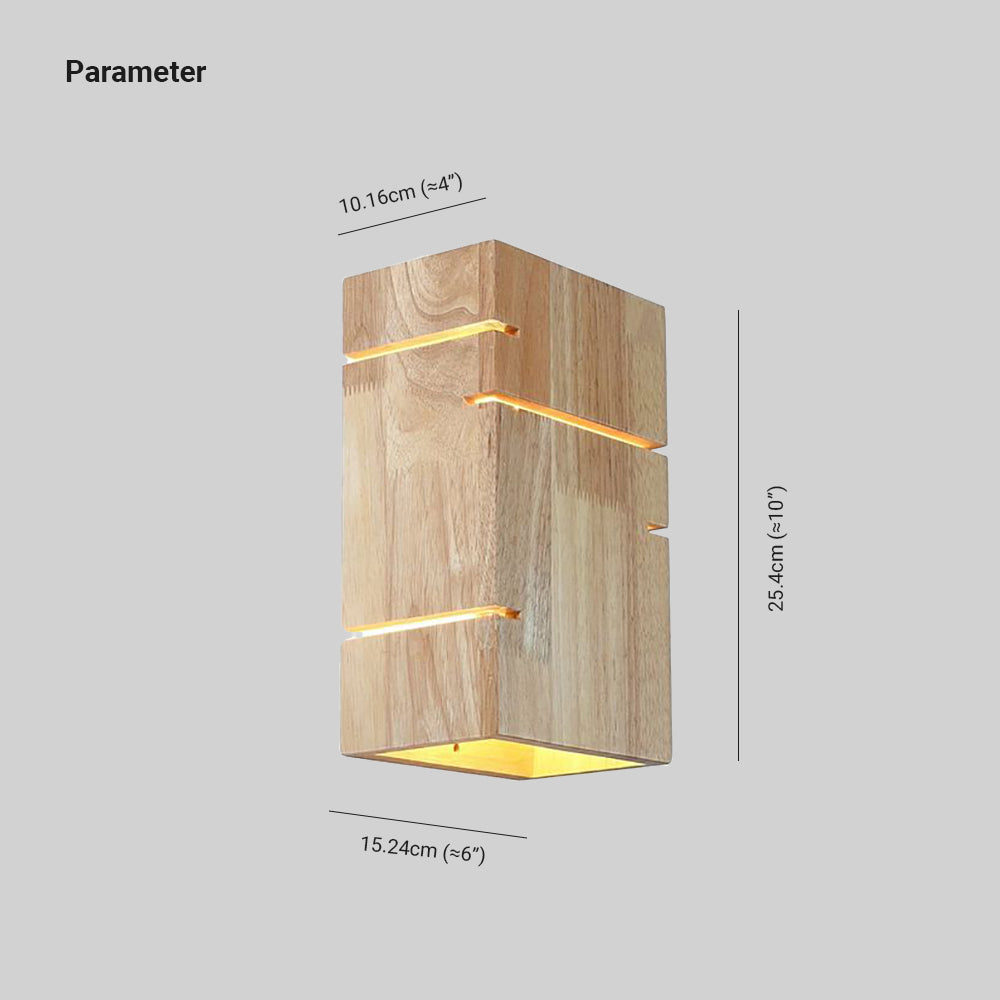 Ozawa Wall Lamp Rectangular Minimalist, Mounted Bedside, Wood, Bedroom - Lumpaz