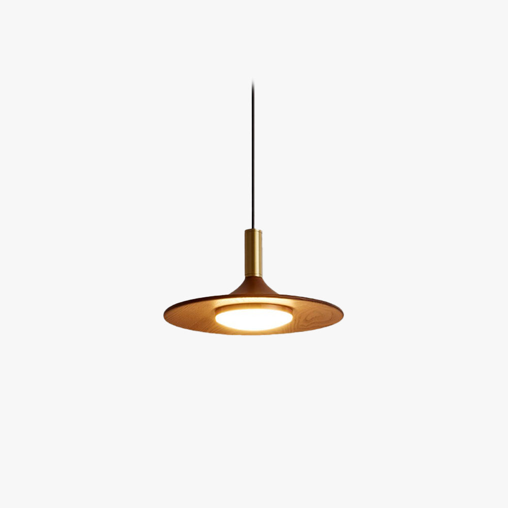 Carins Rustic Cap-shaped Wooden Pendant Light, Natural Wood - Lumpaz