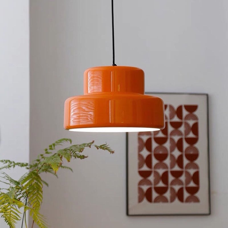 Leilani Single Head Vintage Cosy Pendant Light Orange Metal Dining Room - Lumpaz